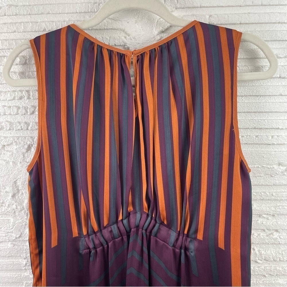 Max Studio London Sleeveless Midi Dress Silky Flowy V-Neck Multi Color Stripe S - Picture 11 of 16